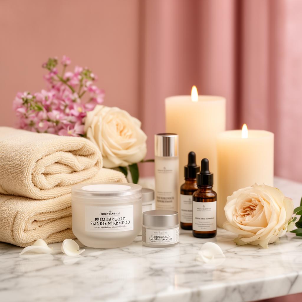 Luxurious facial and skincare setup